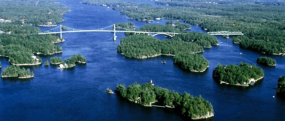 Hill island bridge photo from high up